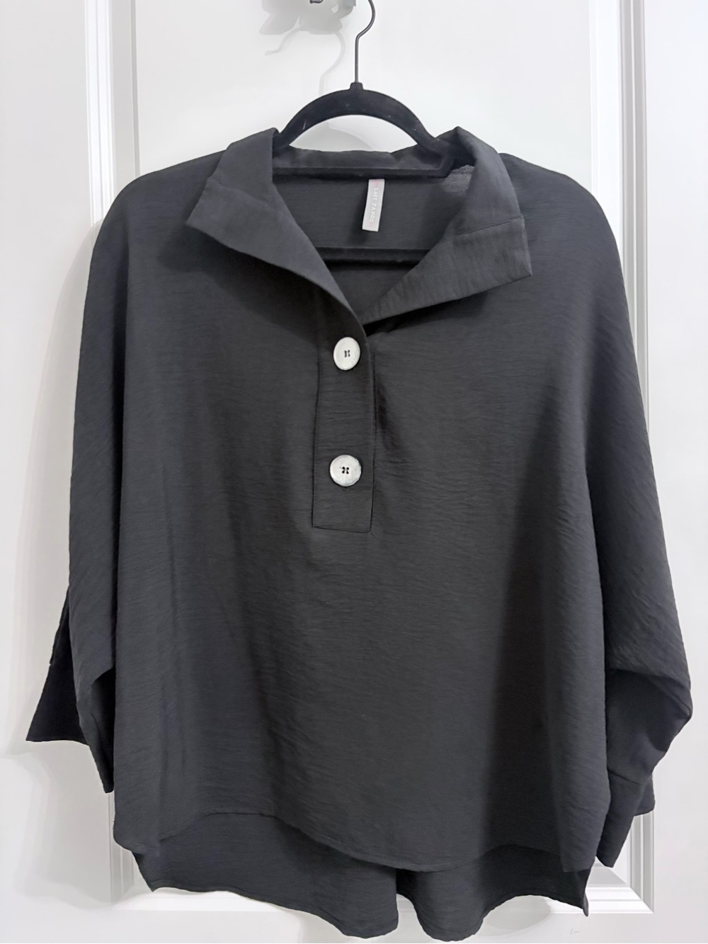 Last Tango Black Relaxed Button-Front Tunic